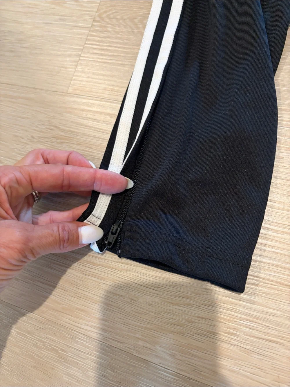 adidas Black Joggers with White Side Stripes and IU Logo